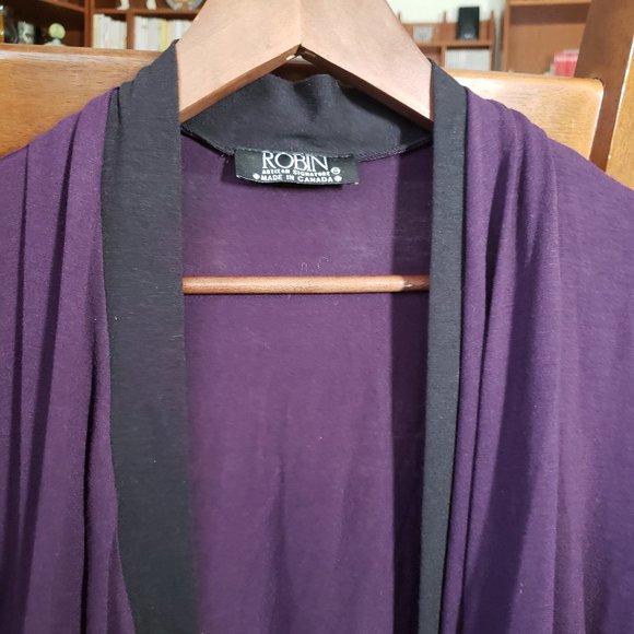 Robin Purple & Black Cardigan SZ L - Picture 3 of 4